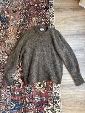 & Other Stories Alpaca Crewneck Sweater in Heathered Brown